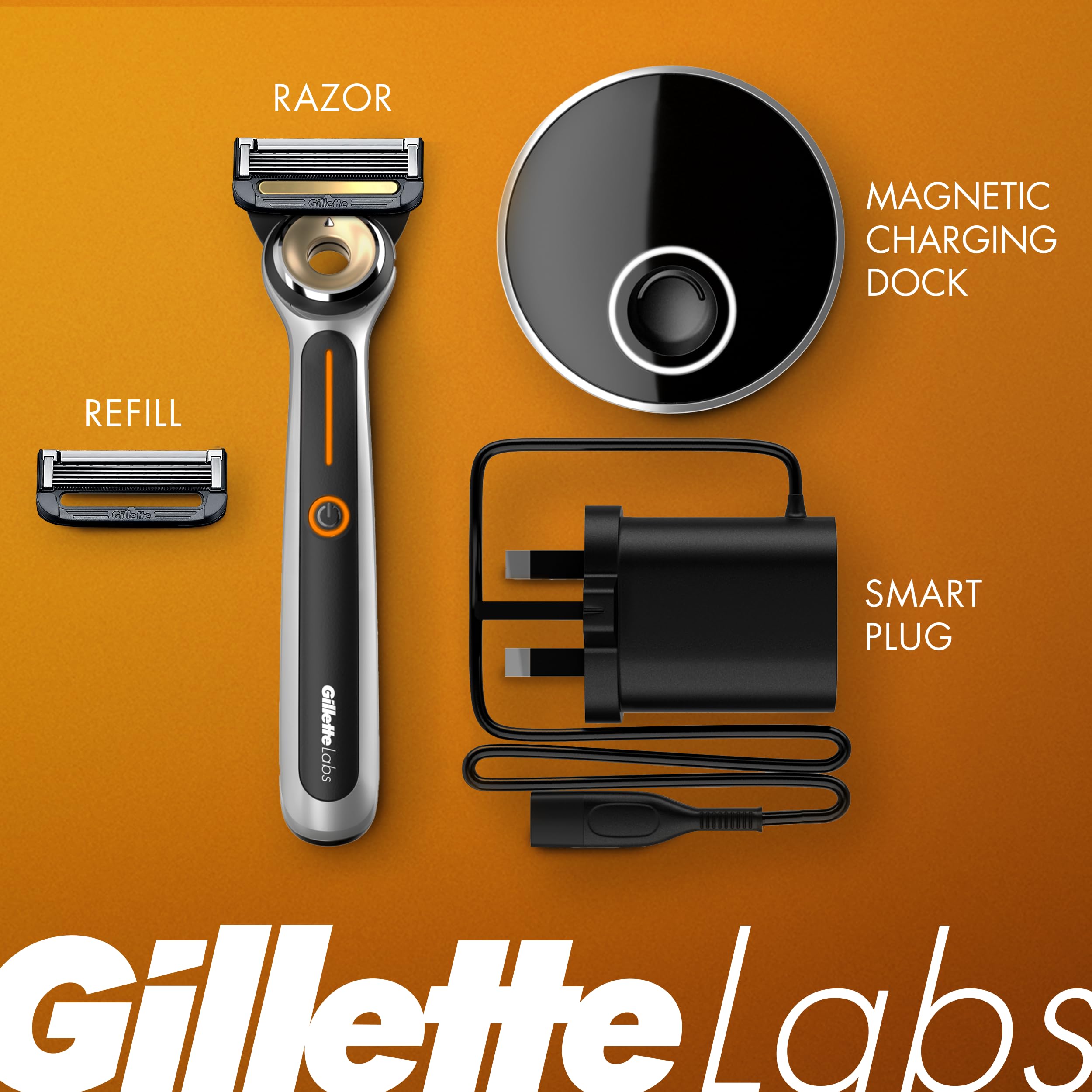Gillette Labs waterproof design supports shaving at sink or in shower.