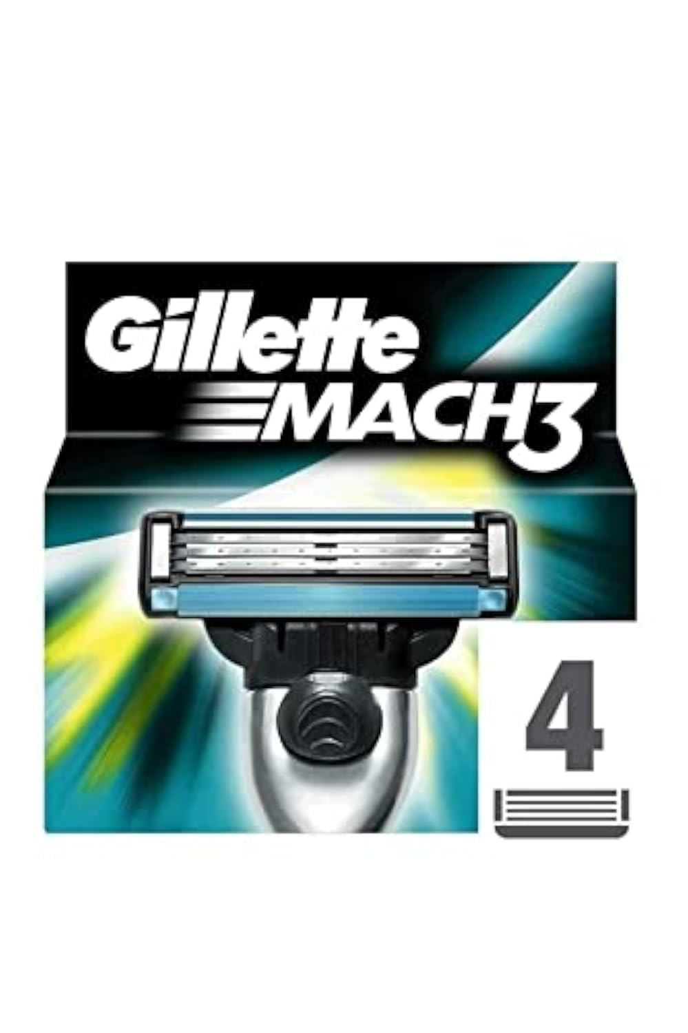 Gillette Mach3 4-pack front view, ready for a quick, smooth morning shave.
