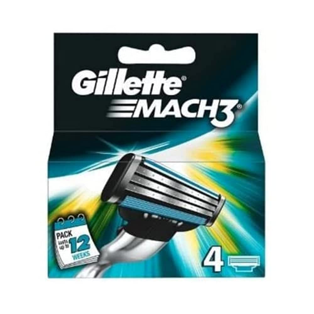 Gillette Mach3 blades 4-pack front view offers dependable daily grooming.