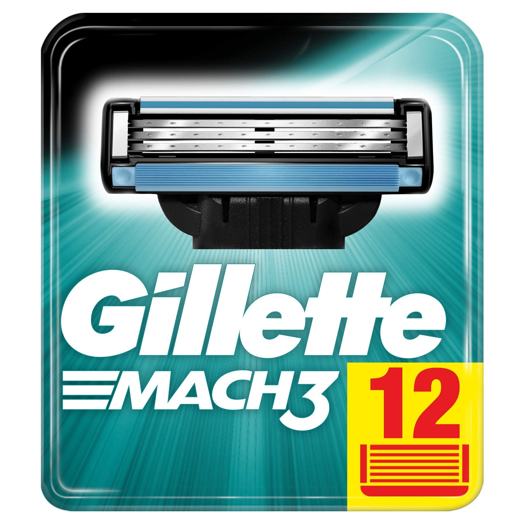 Gillette Mach3 blades pack front for up to 15 comfortable shaves with triple blades