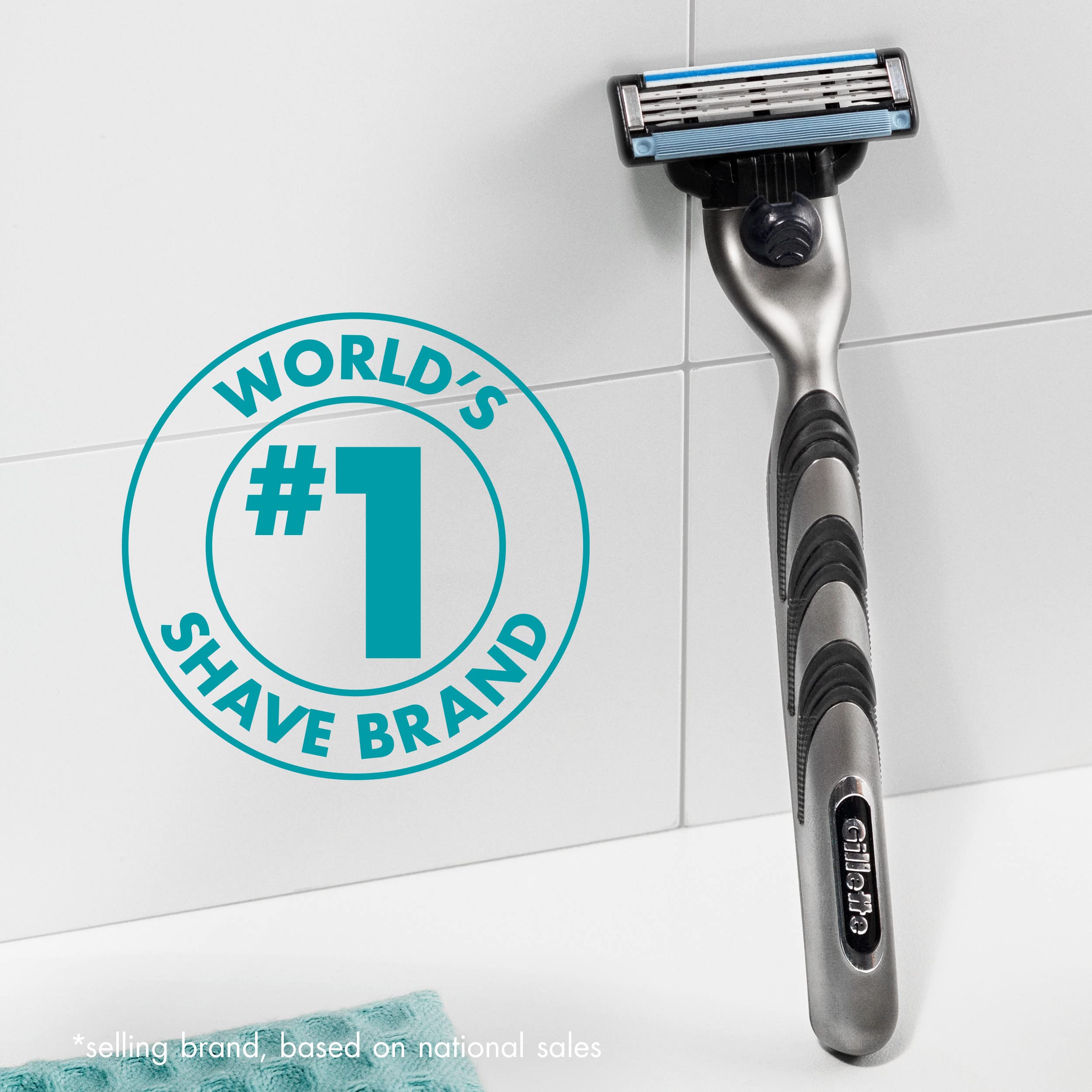 Gillette Mach3 DuraComfort blades shown for lasting sharpness across shaves.