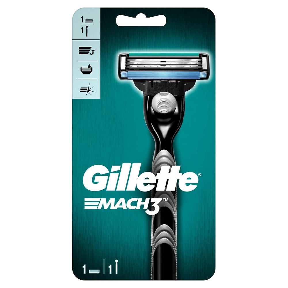 Gillette MACH3 handle with pivoting head for smooth contours.