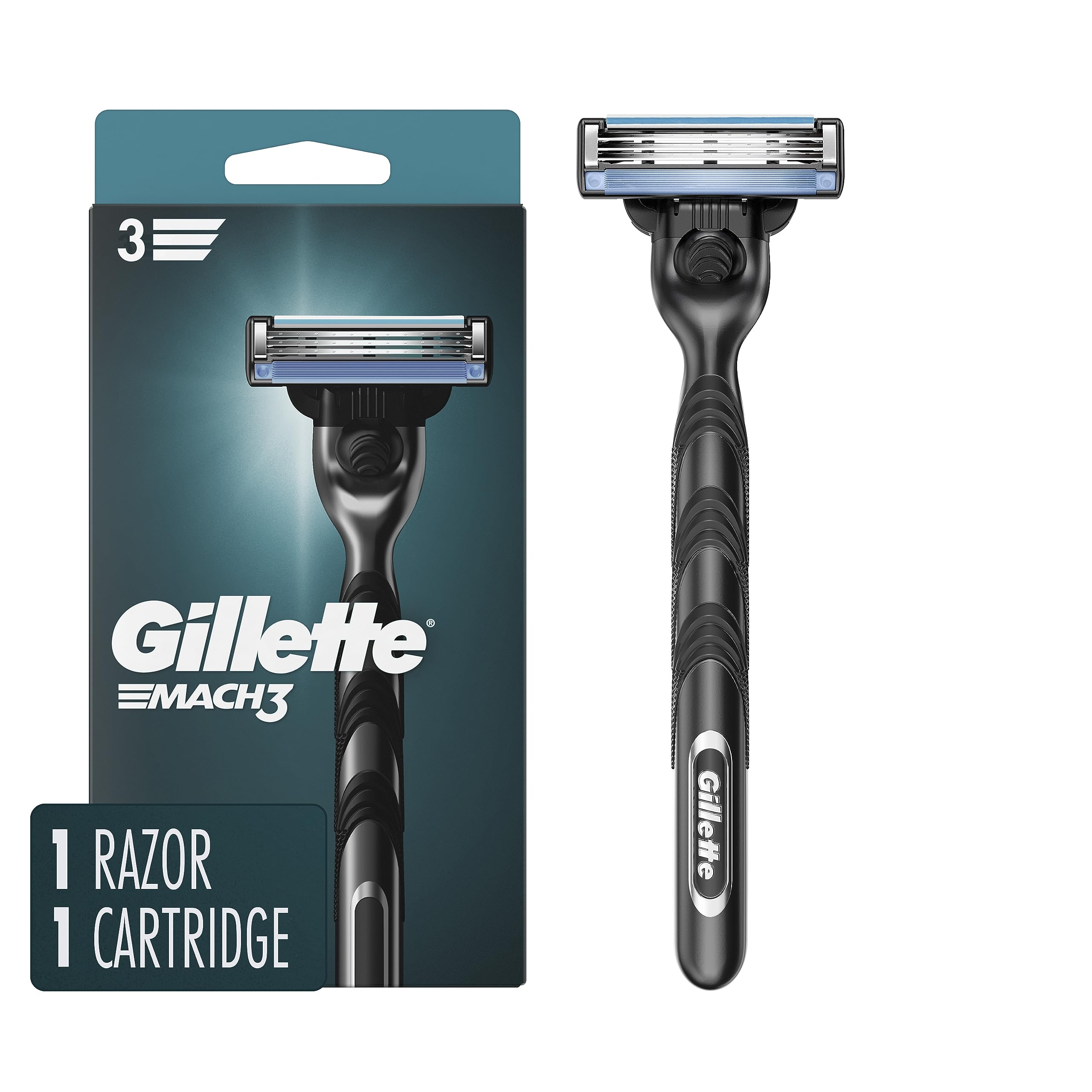 Gillette Mach3 handle with blade for a precise close shave.