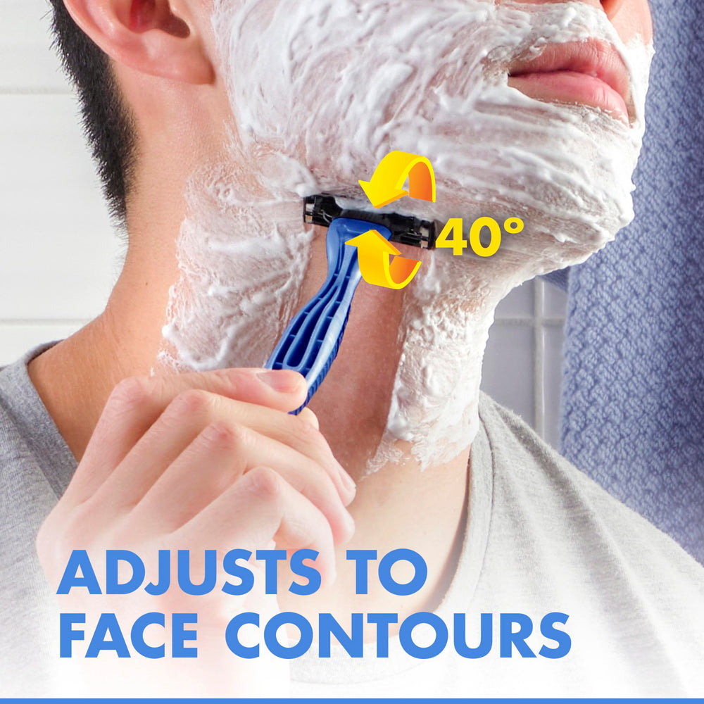 Three high-definition blades on Gillette Mach3 delivering consistent glide