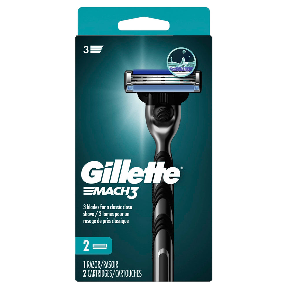 Gillette Mach3 open architecture design allows quick cleaning between passes.