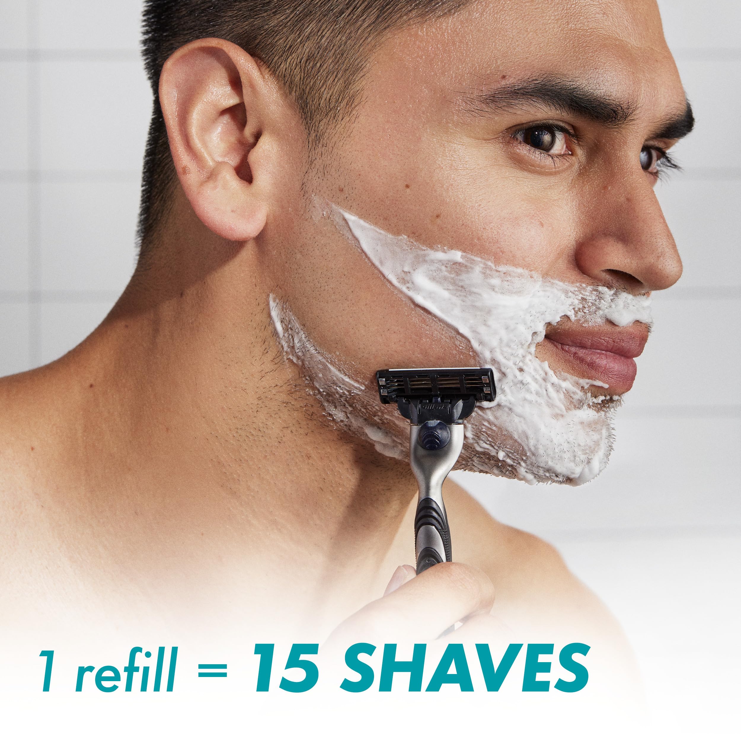 Gillette Mach3 open blade architecture demonstrates easy rinsing after a shave.