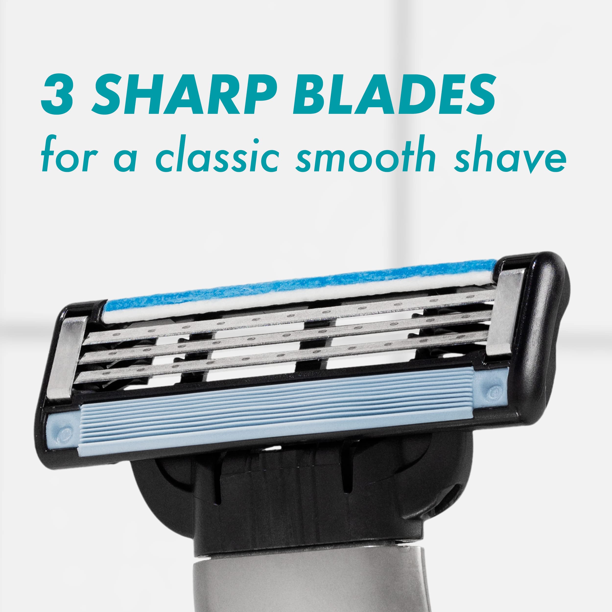 Gillette Mach3 open blade architecture for easy rinsing.