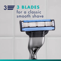 Gillette Mach3 open blade architecture allows easy rinsing after use.
