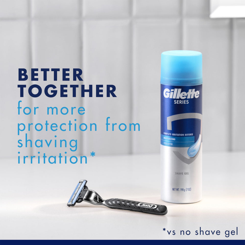 Gillette Mach3 pack packaging highlights durable blades and refill simplicity.