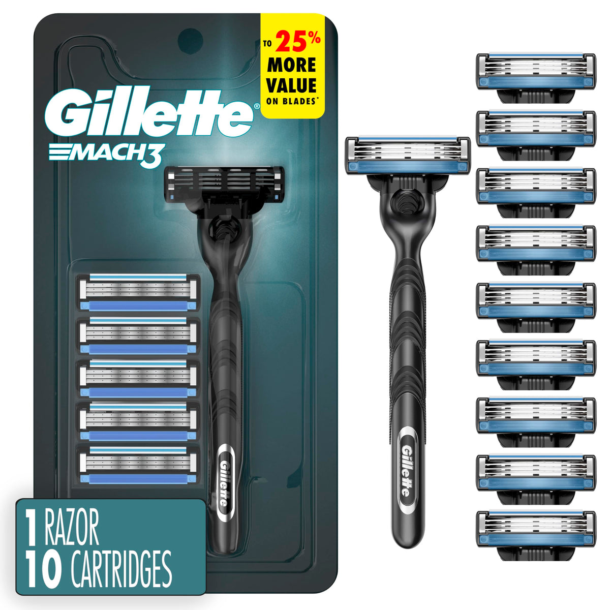Gillette Mach3 razor handle with a comfortable grip for daily use