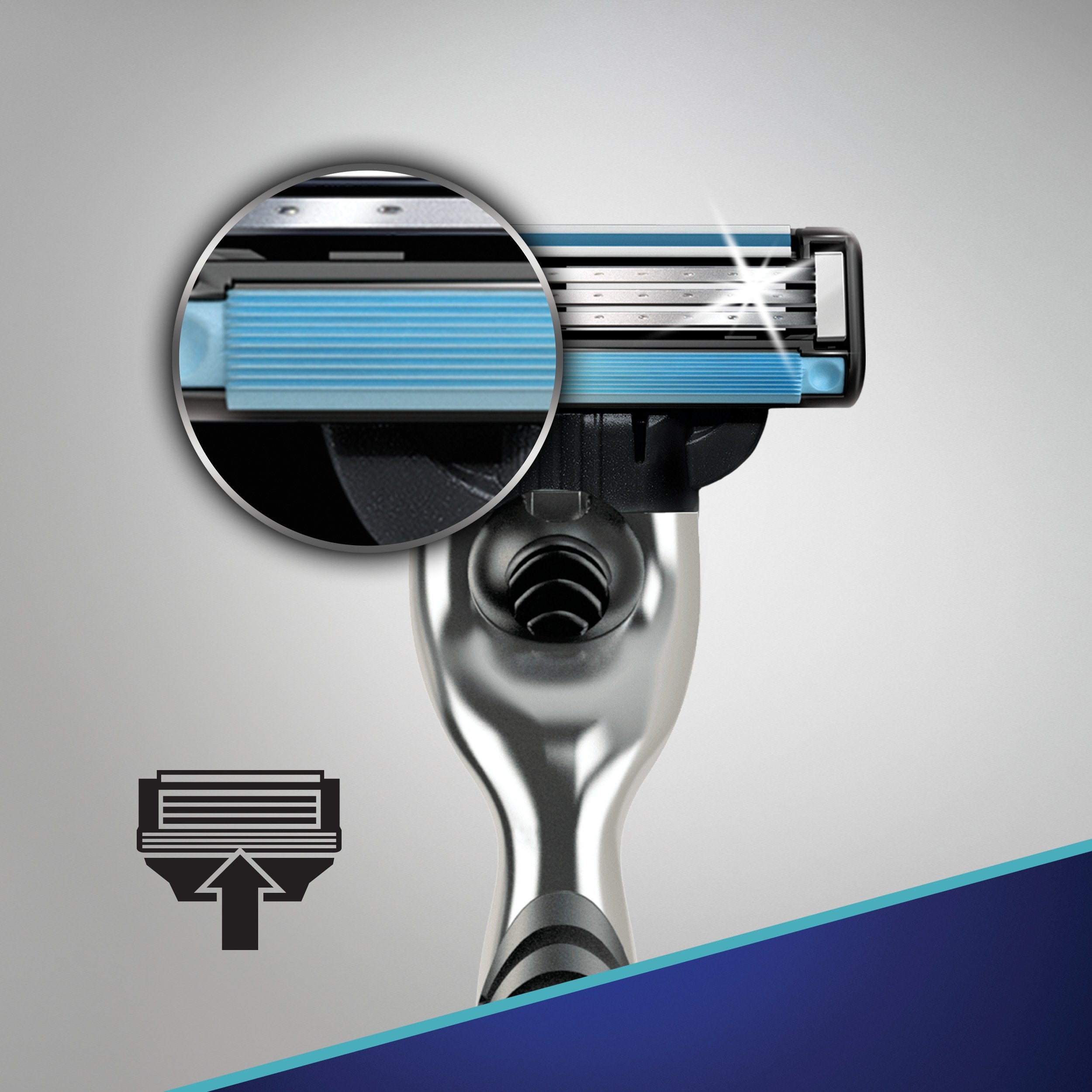 Gillette Mach3 razor with blade refill ready for replacement.