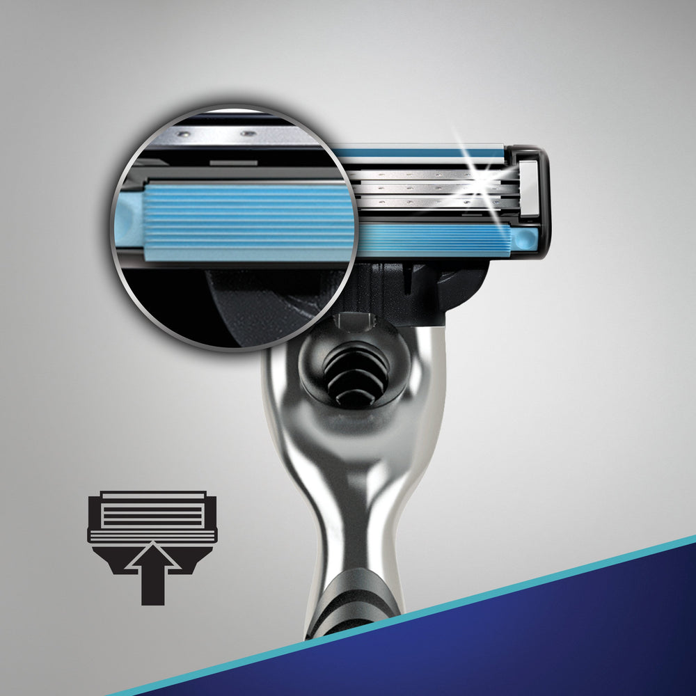 Gillette Mach3 razor with blade refill ready for replacement.