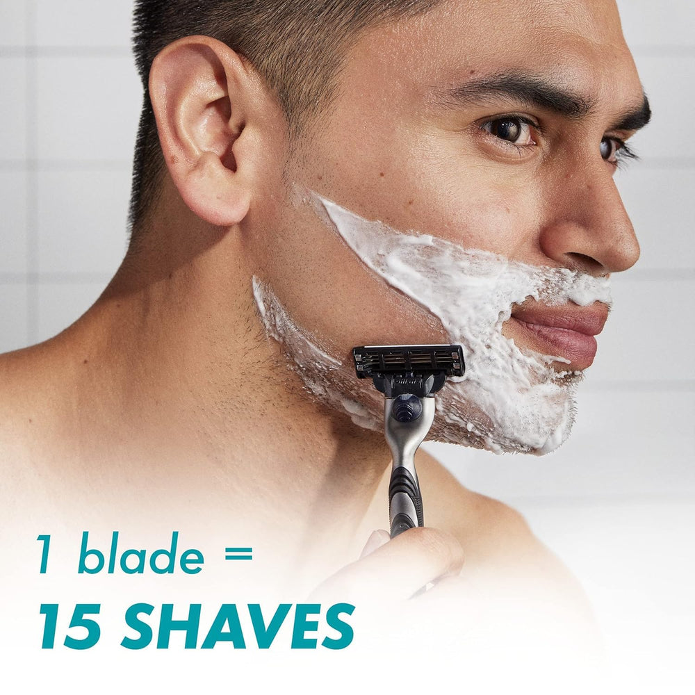 Gillette Mach3 refill with upgraded Lubrastrip for smoother glide and skin comfort
