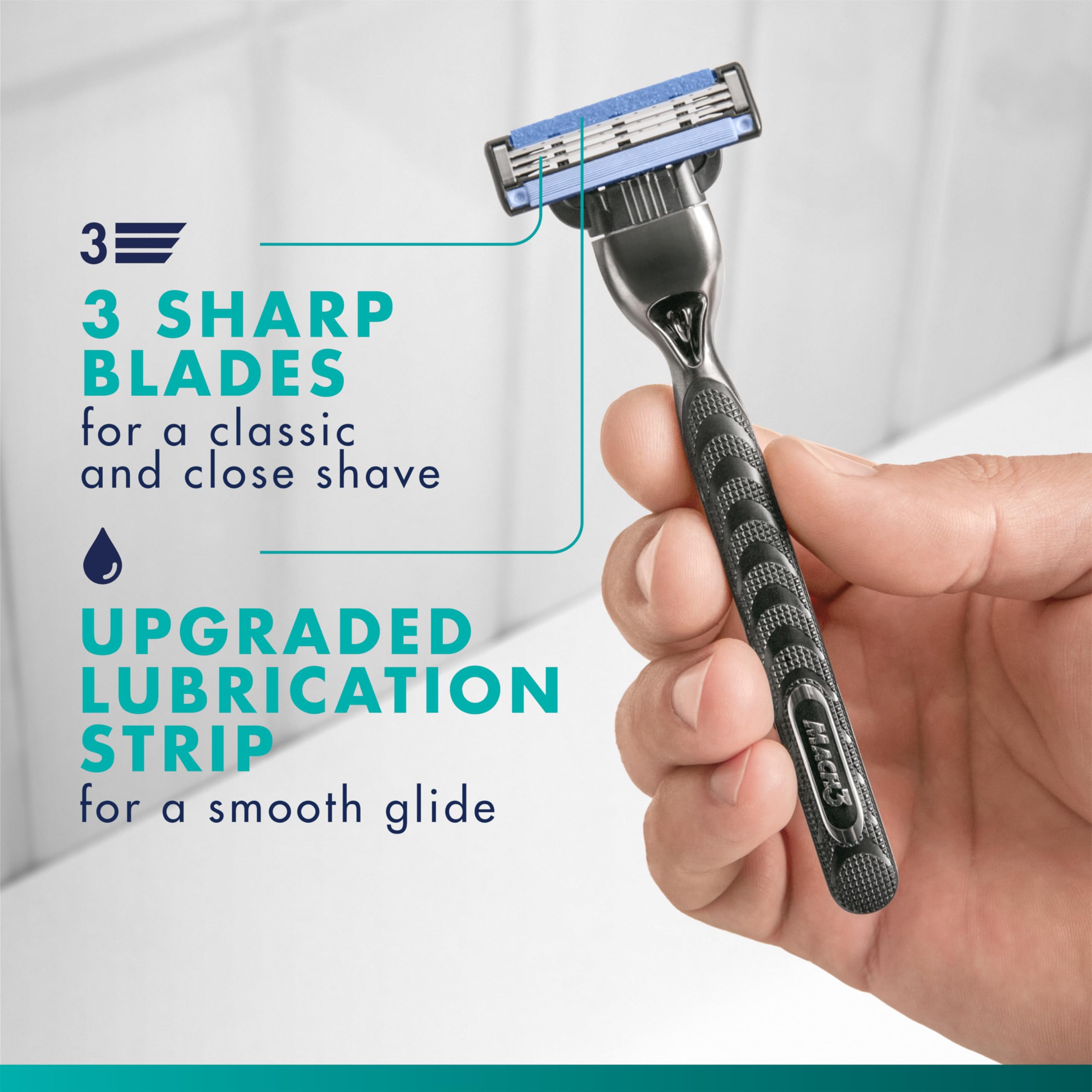 Gillette Mach3 refills with upgraded Lubrastrip for enhanced glide and skin comfort