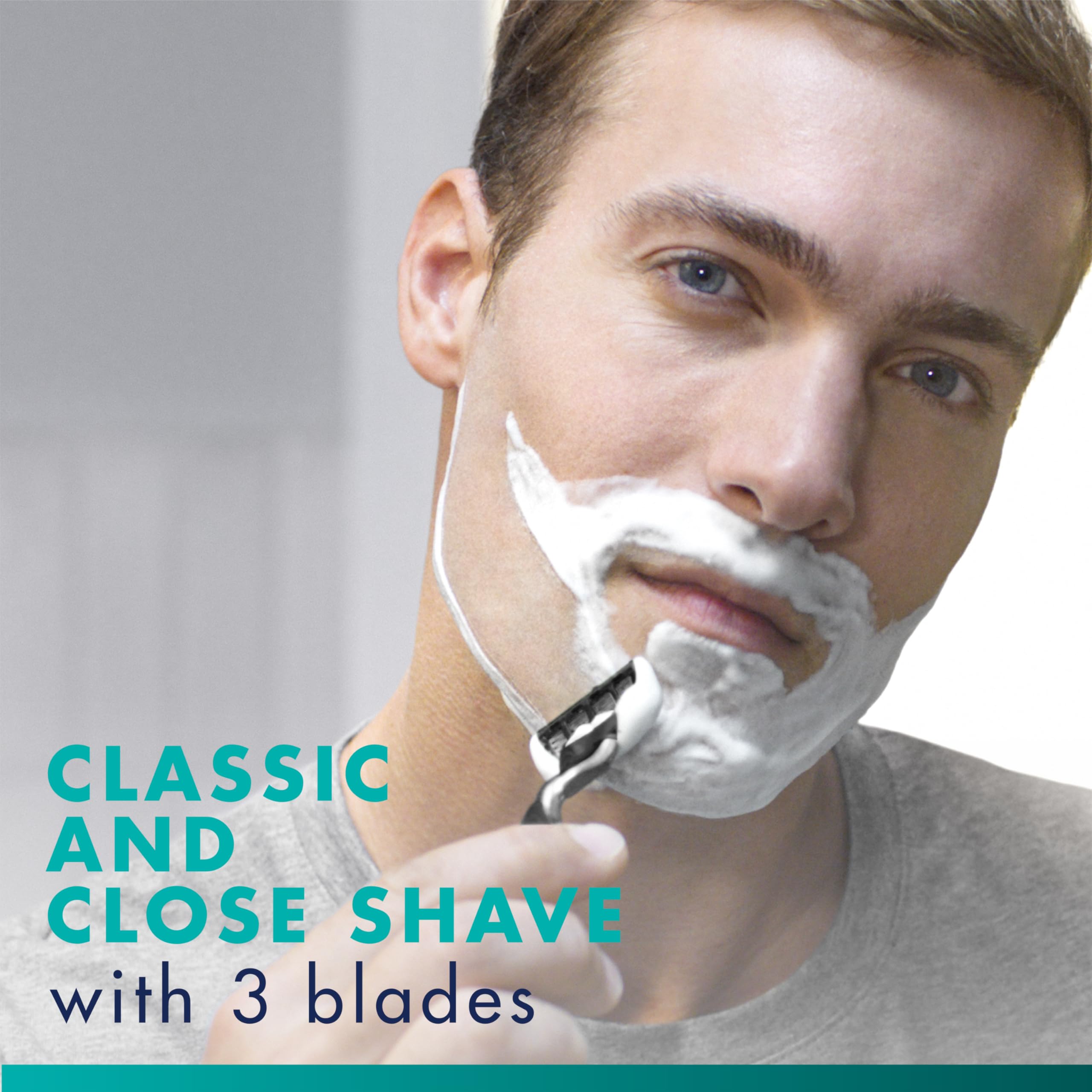 Gillette Mach3 refills DuraComfort blades for lasting sharpness.