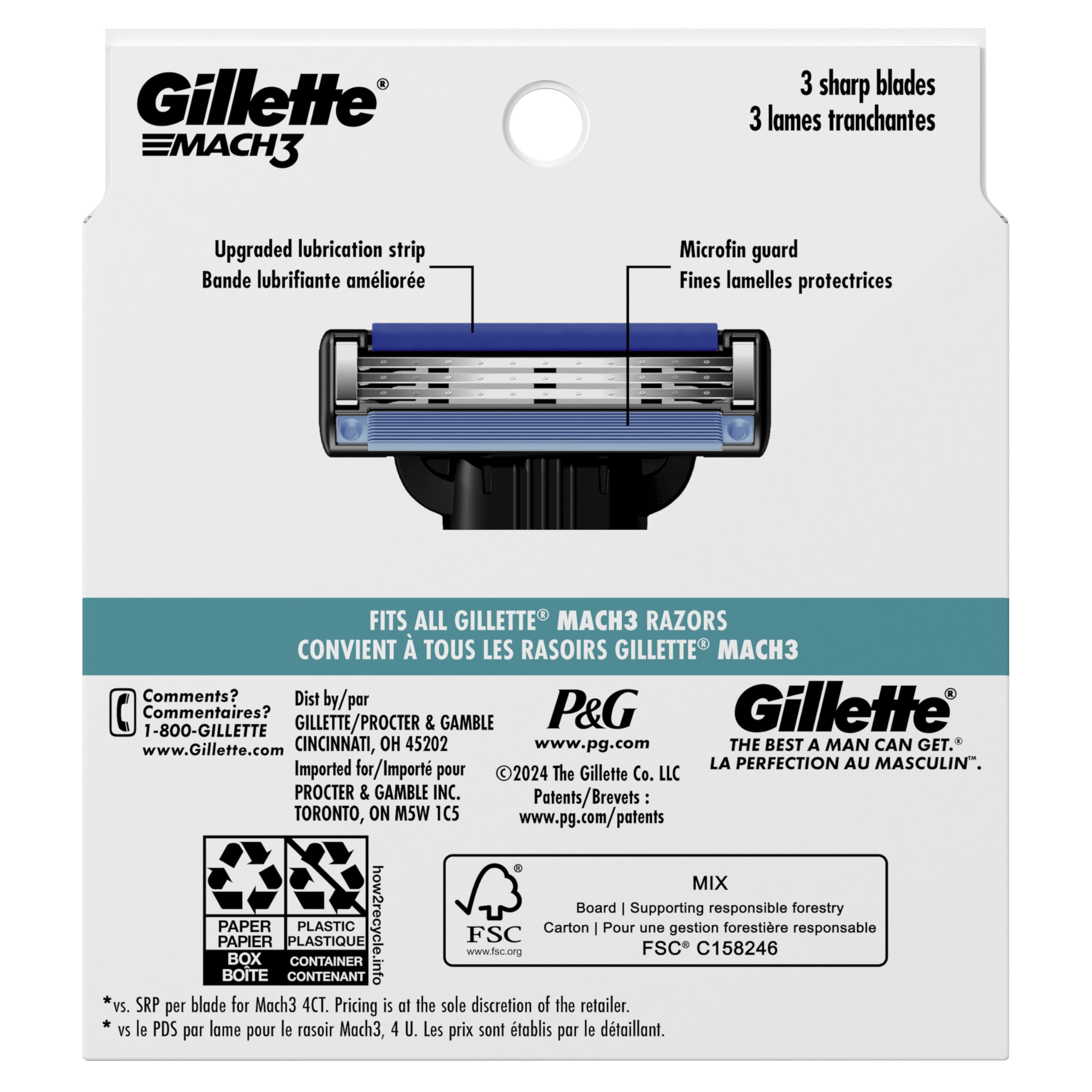 Gillette Mach3 refills packaging shows durable design.