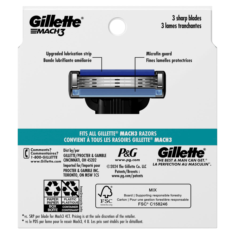 Gillette Mach3 refills packaging shows durable design.