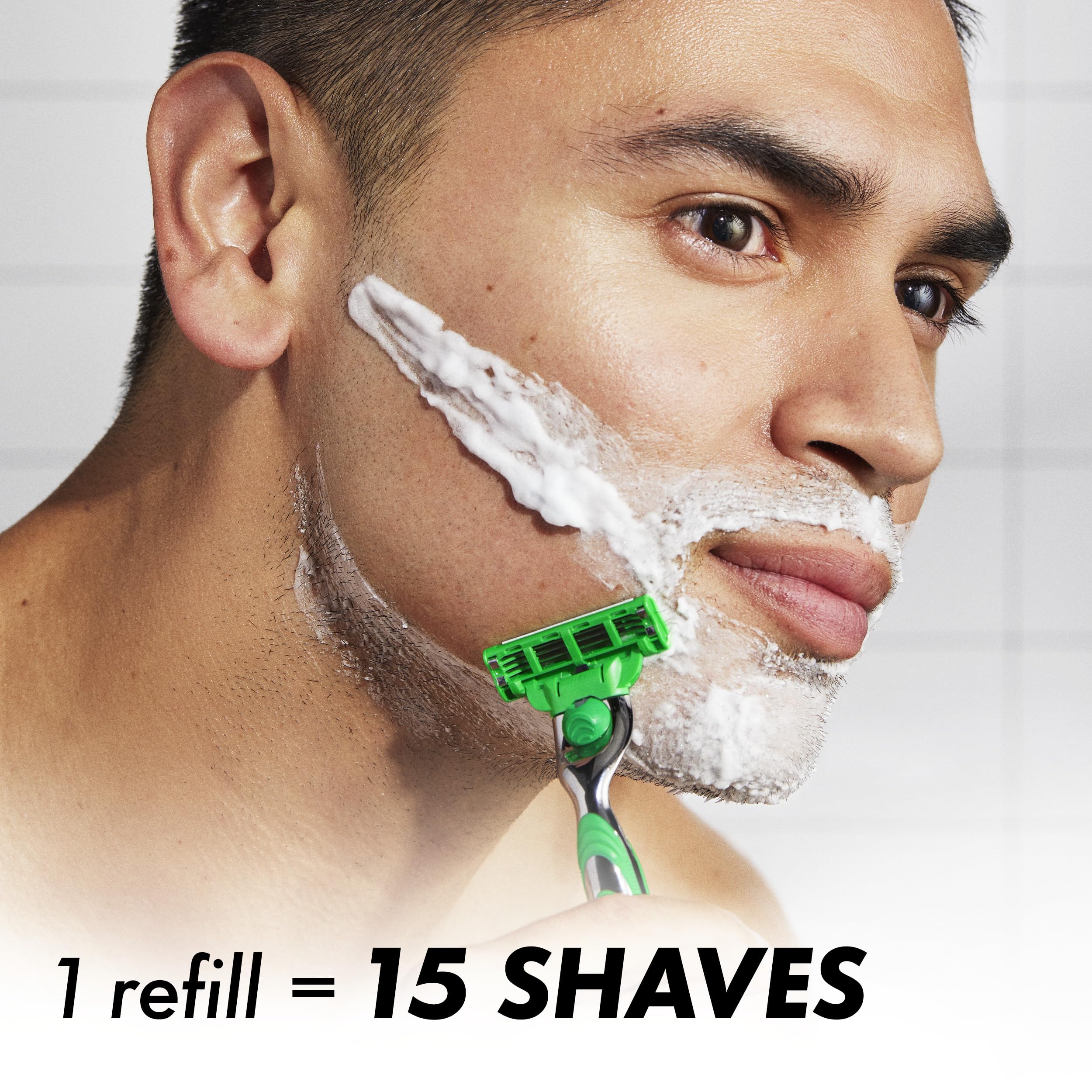 Gillette Mach3 Sensitive open-blade design facilitates quick rinsing after use.