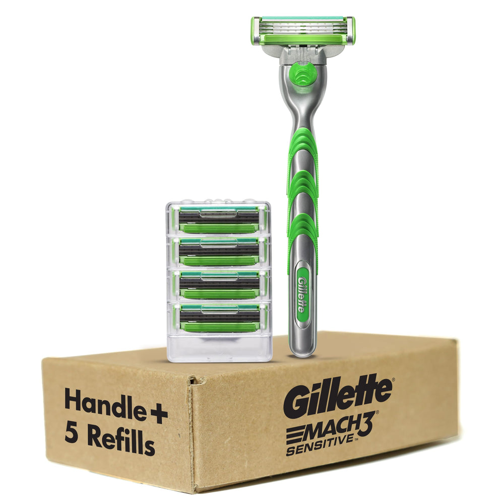 Gillette Mach3 Sensitive packaging shown for everyday use and storage.