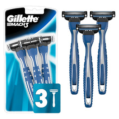 Gillette Mach3 razor close-up with three blades for smooth glide and comfort