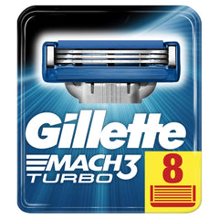 Gillette Mach3 Turbo blades pack 8 for smooth glides and comfortable shaves