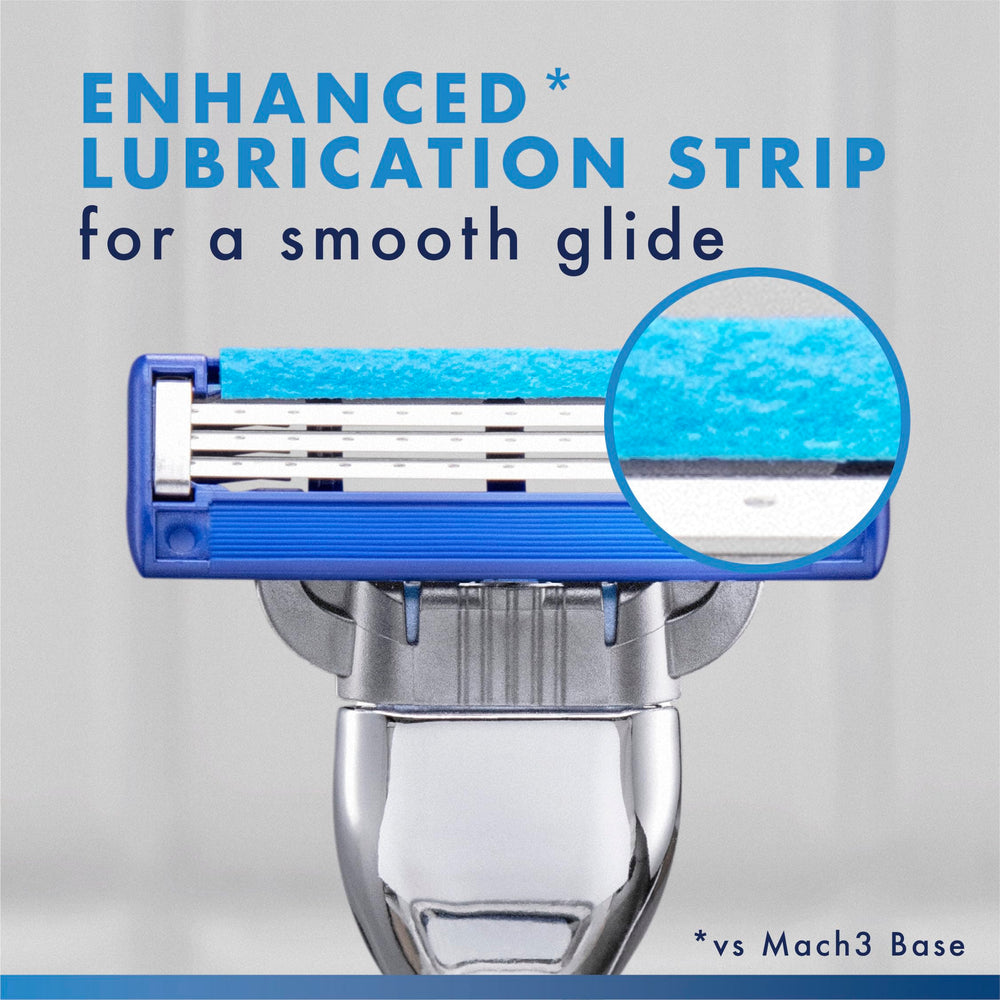 Gillette Mach3 Turbo microfins image showing skin-stretching for close shaving