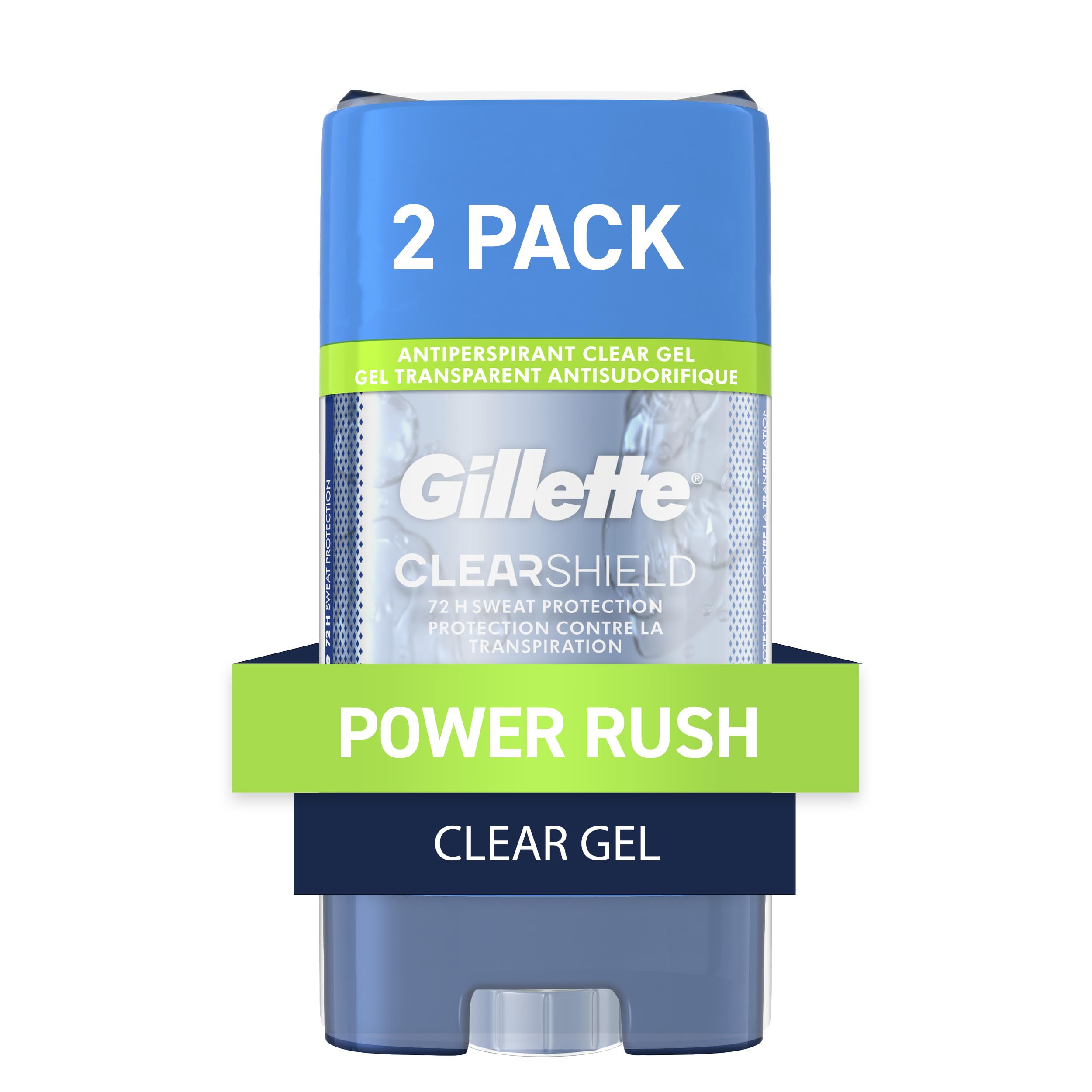 Gillette Power Rush gel claro: aplicación suave para fresca todo el día.