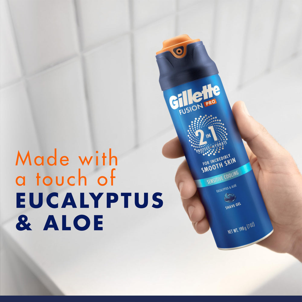 Gillette PRO Shaving Gel 7oz packaging highlights convenient size.