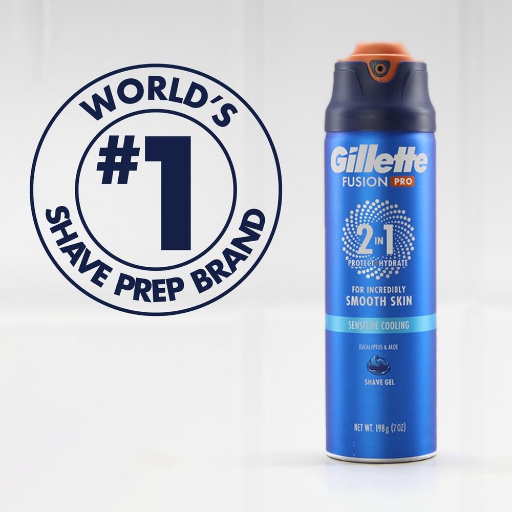 Gillette PRO Shaving Gel sensitive formula for sensitive skin care.