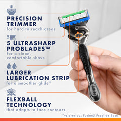 Gillette ProGlide 4-blade refill close-up highlighting compact, comfortable shaving.
