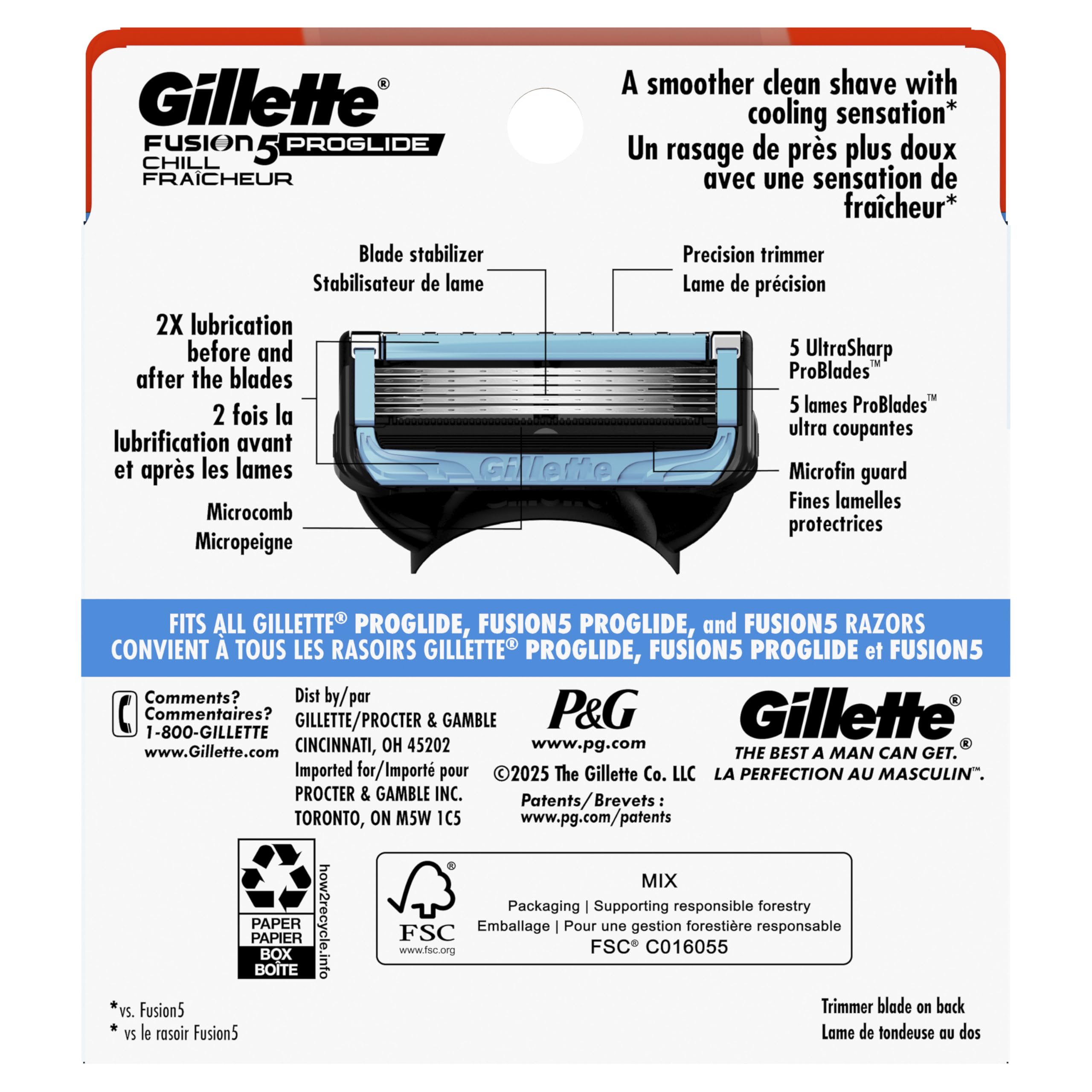 Gillette ProGlide Chill refill anti-irritation design supports smoother shaving