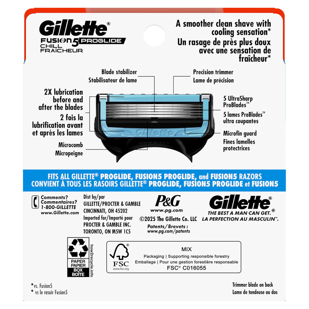 Gillette ProGlide Chill refill anti-irritation design supports smoother shaving
