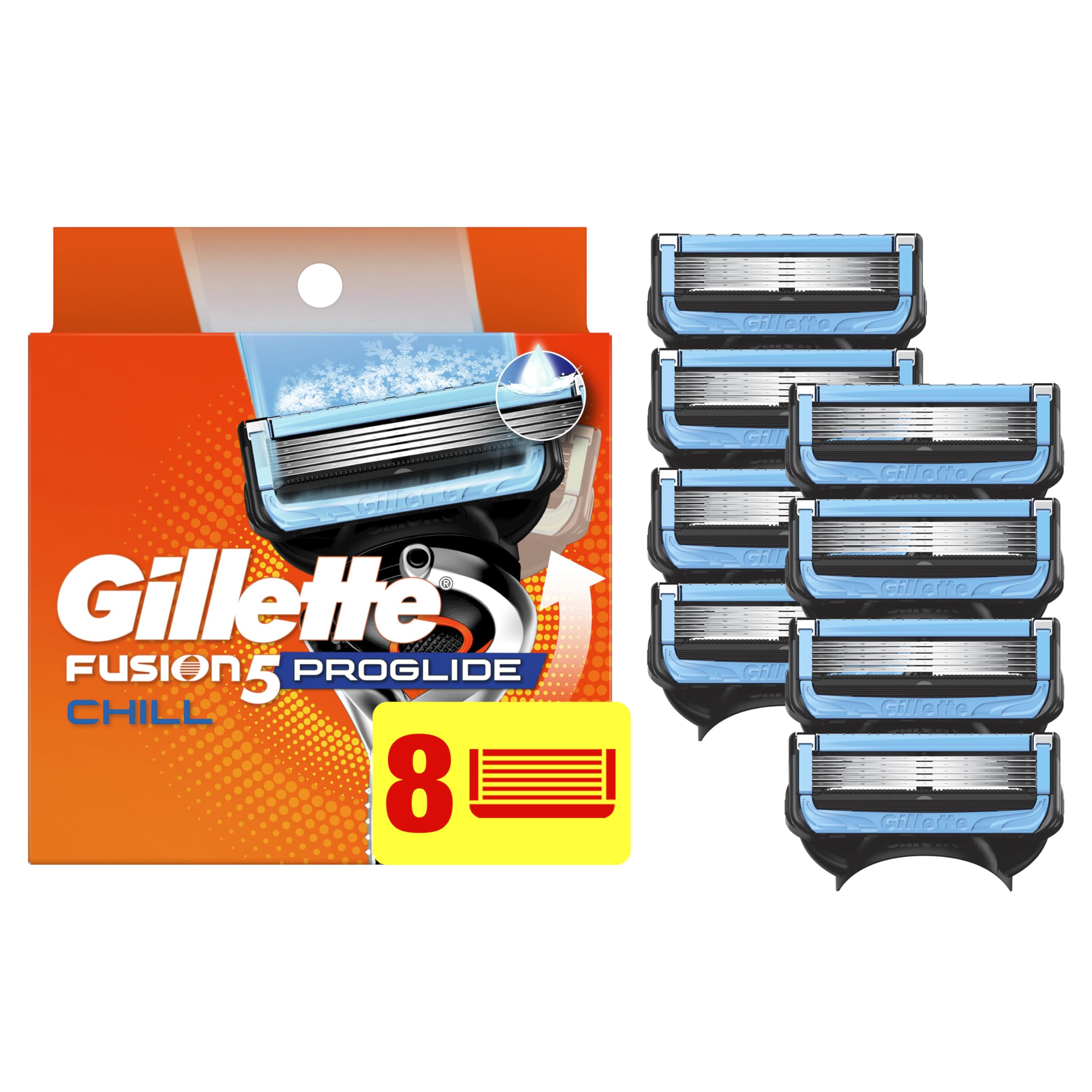 Gillette ProGlide Chill refill front-view with cooling Lubrastrip for a refreshing shave
