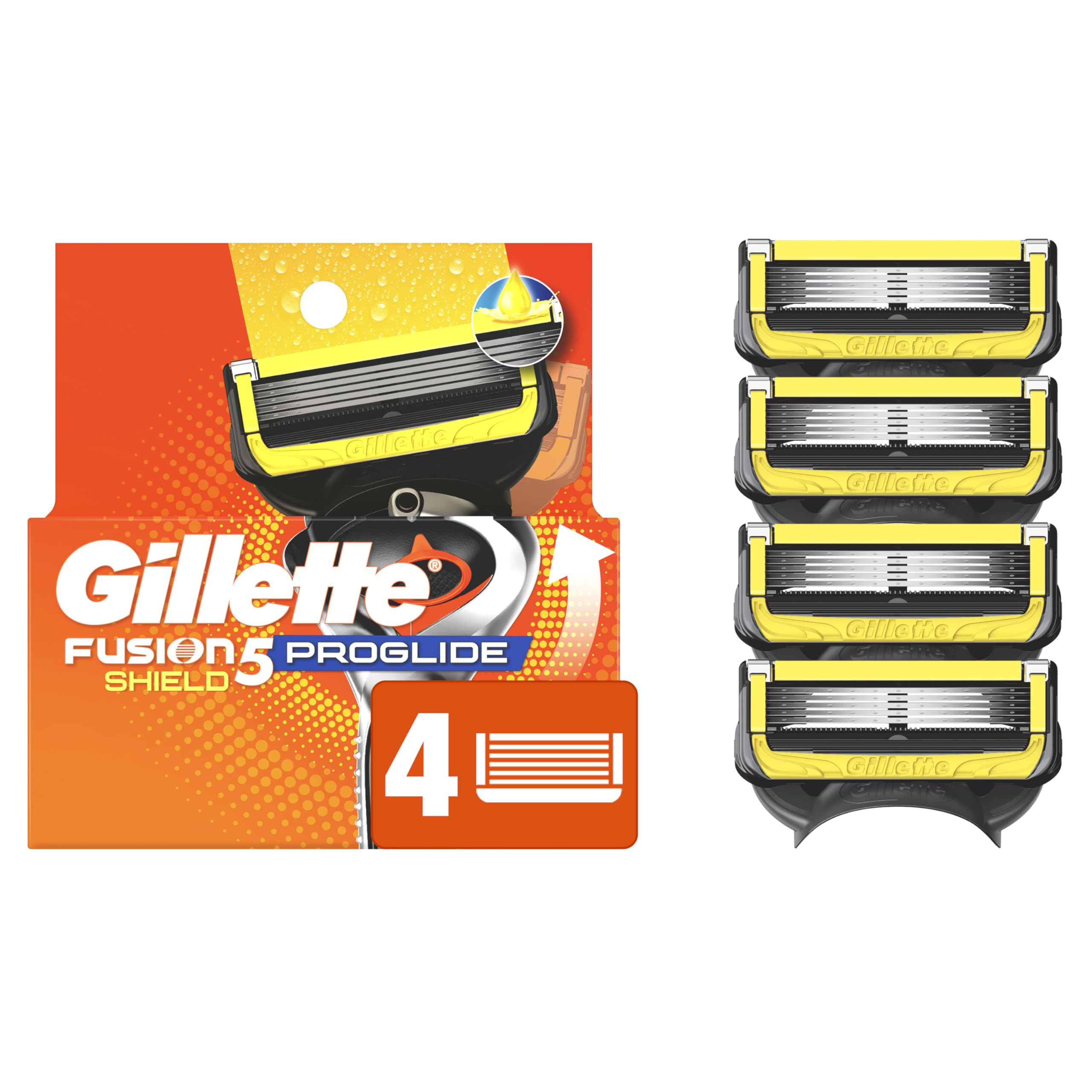 Gillette ProGlide Shield blades close-up with five ultra-sharp blades for a smooth shave.