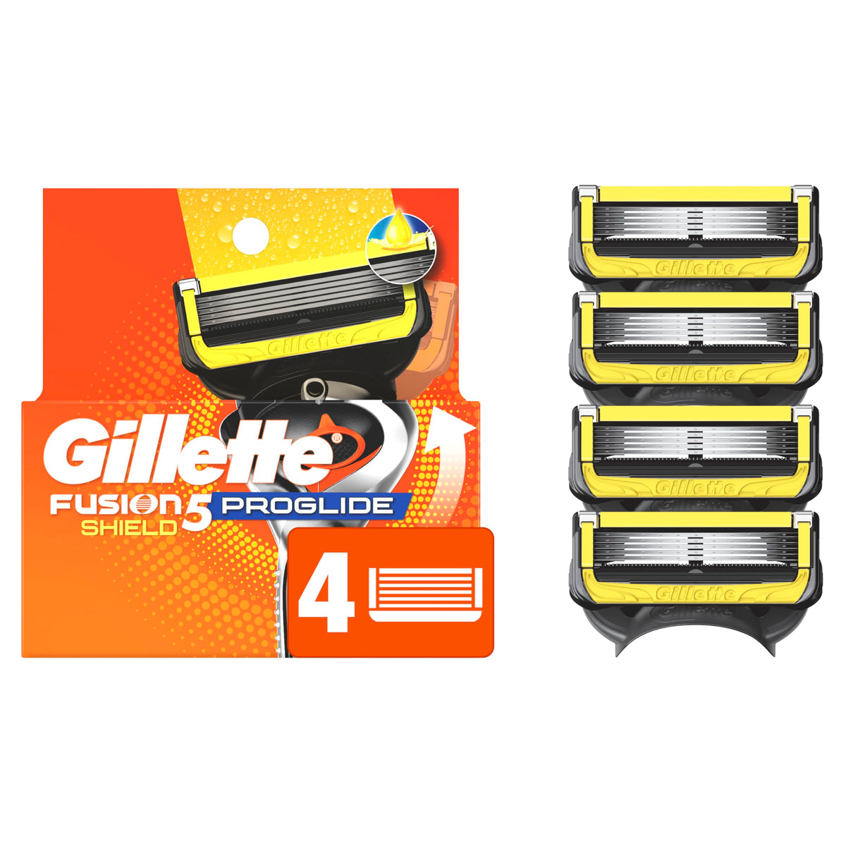 Gillette ProGlide Shield blades close-up with five ultra-sharp blades for a smooth shave.