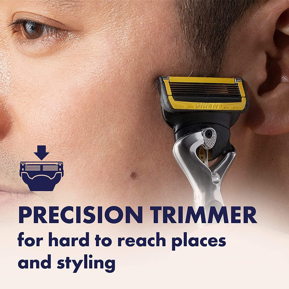 Gillette ProGlide Shield grip texture enhances control during wet shaving.