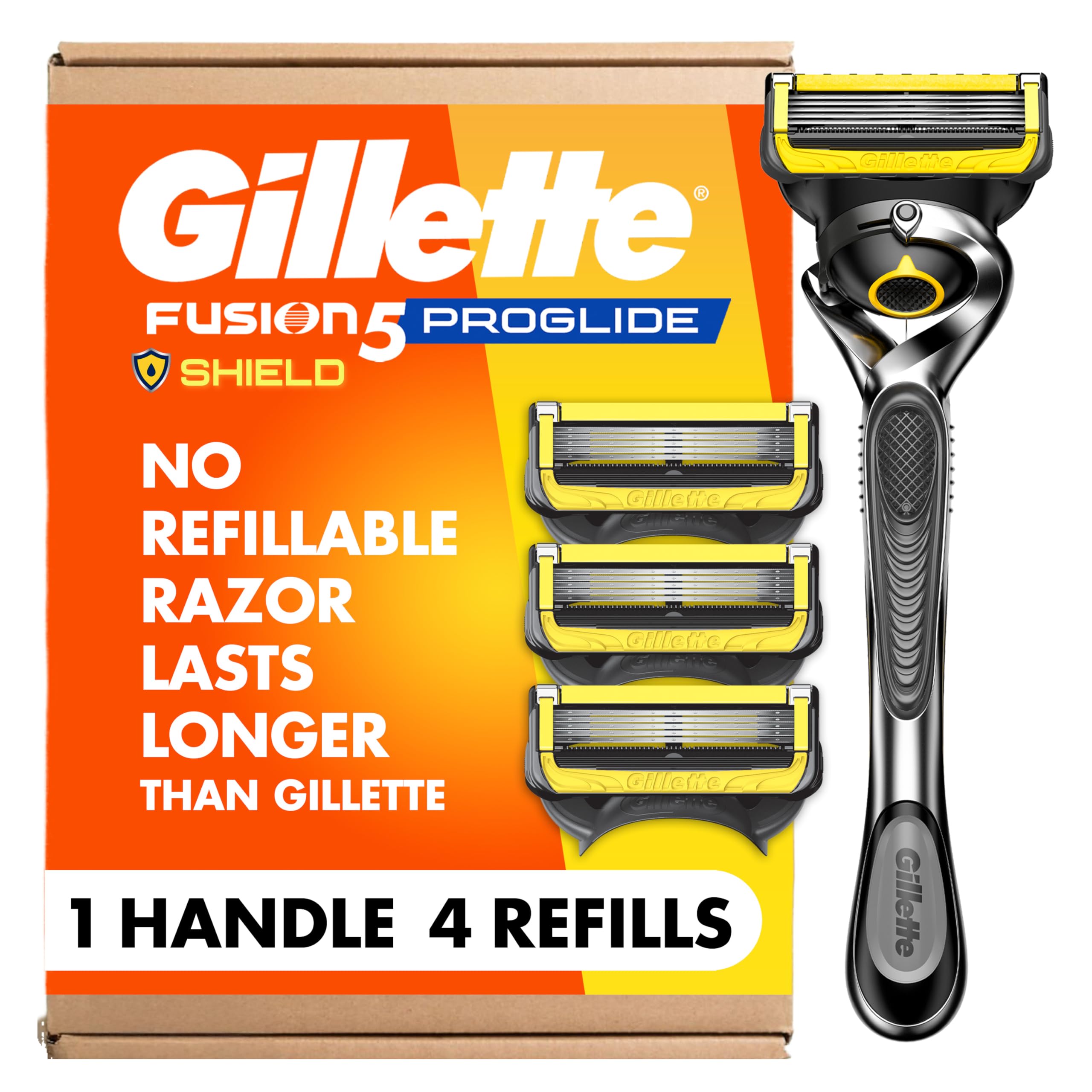 Gillette ProGlide Shield handle with ergonomic grip for a steady shave.