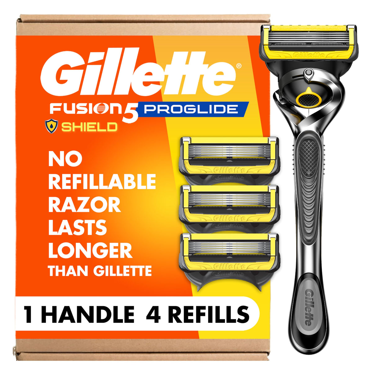 Gillette ProGlide Shield handle with ergonomic grip for a steady shave.