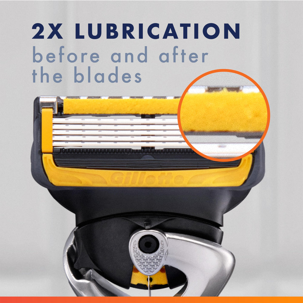 Lubrication before and after blades on Gillette ProGlide Shield for comfort.