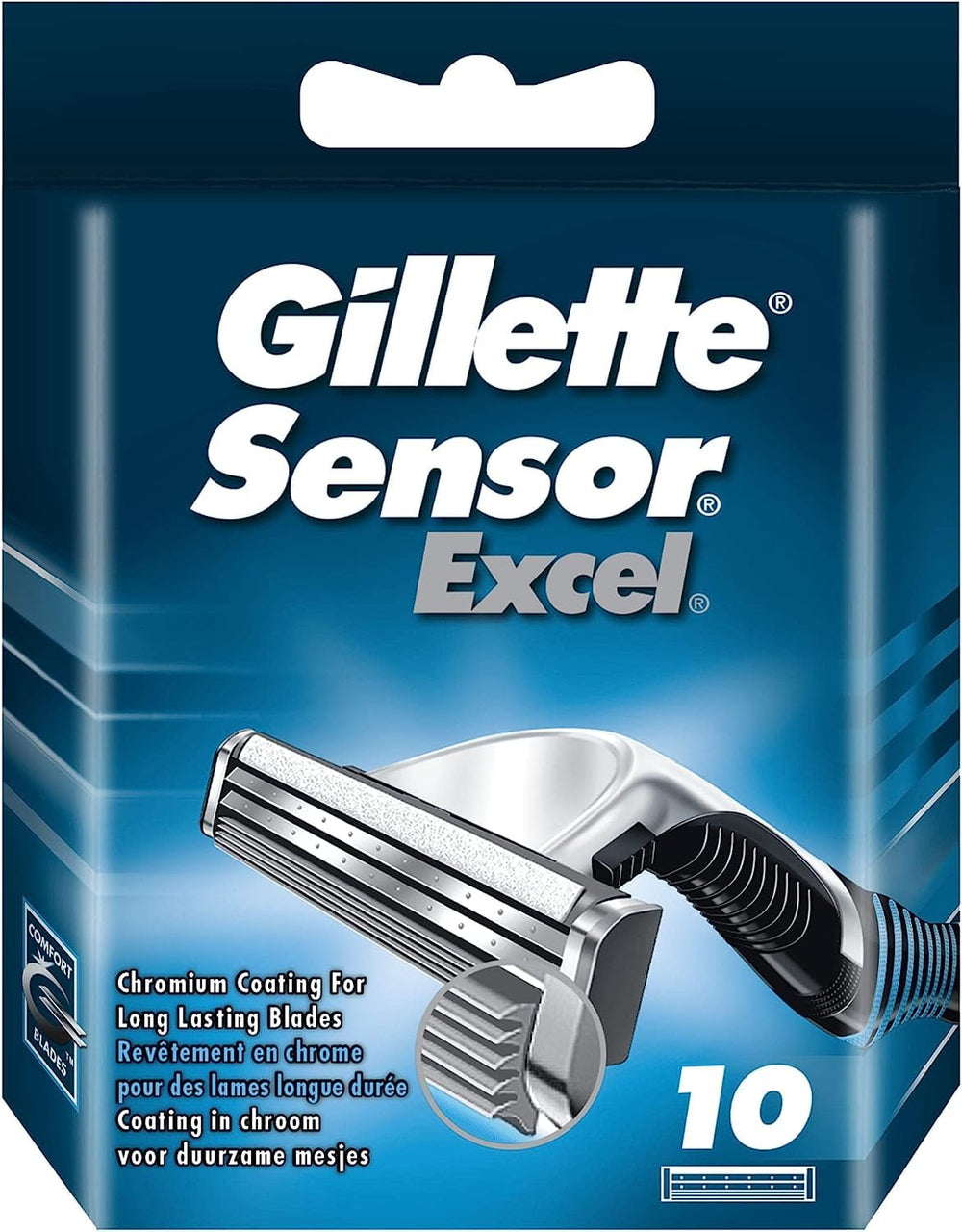 Gillette Sensor Excel cartridge close-up showing close shave design for smooth results