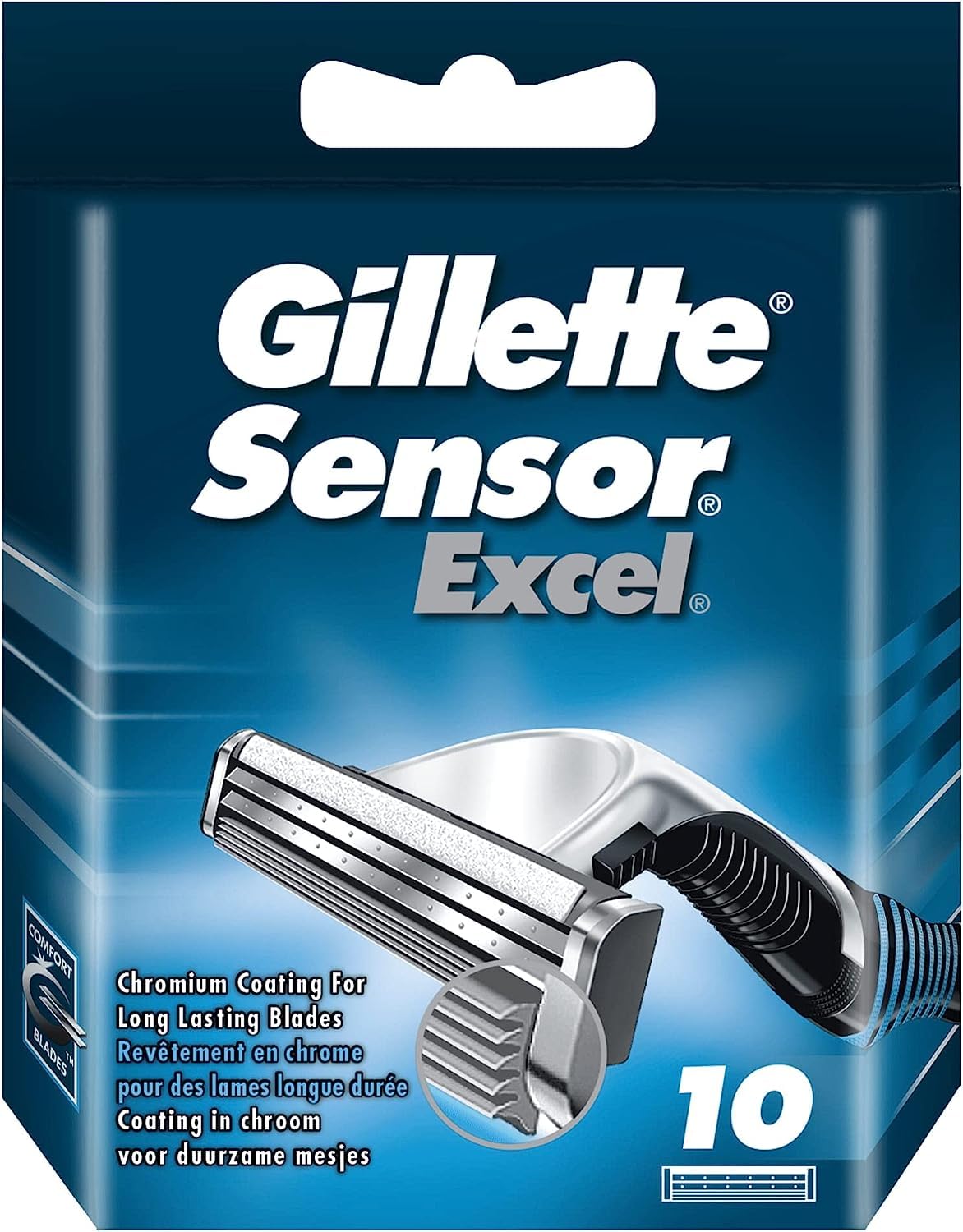 Gillette Sensor Excel cartridge close-up showing close shave design for smooth results
