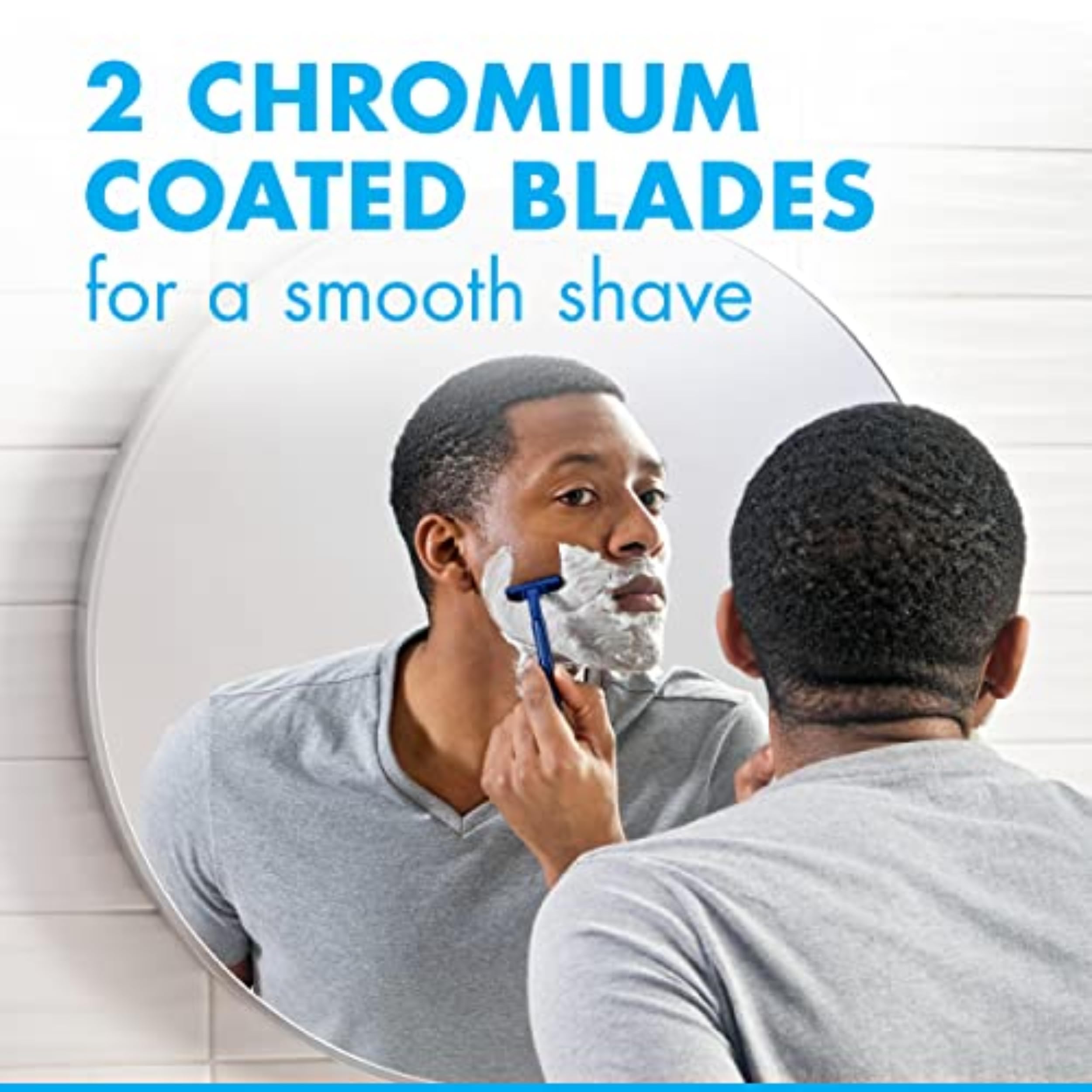 Gillette Sensor2 blade close-up emphasizes two blades for a close shave.