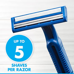 Gillette Sensor2 handle close-up highlighting chrome-coated blades for durability.