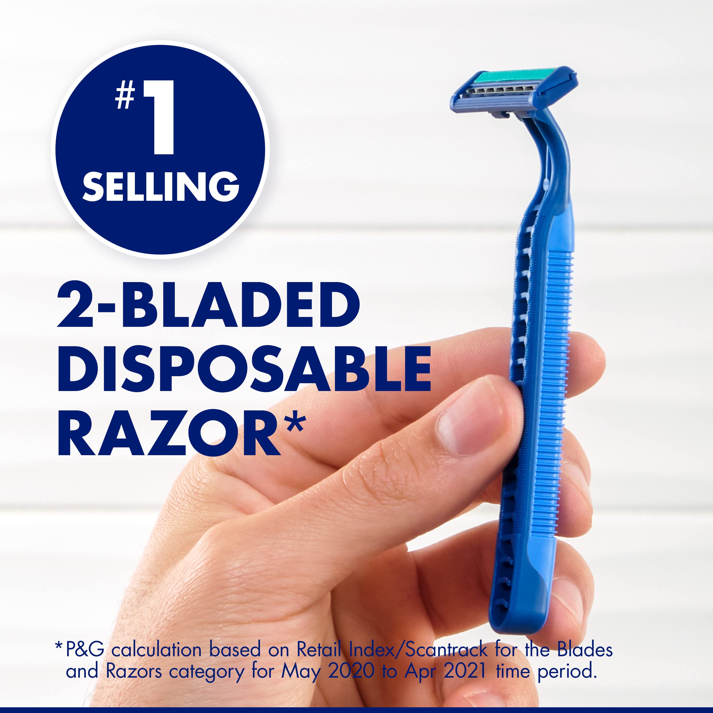 Gillette Sensor2 Plus fixed razor blue close-up packaging emphasizes value.