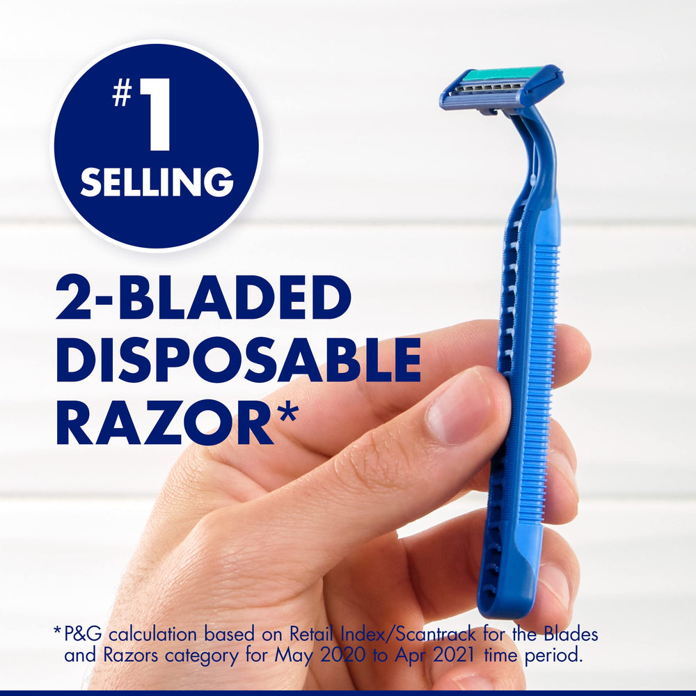 Gillette Sensor2 Plus fixed razor blue close-up packaging emphasizes value.