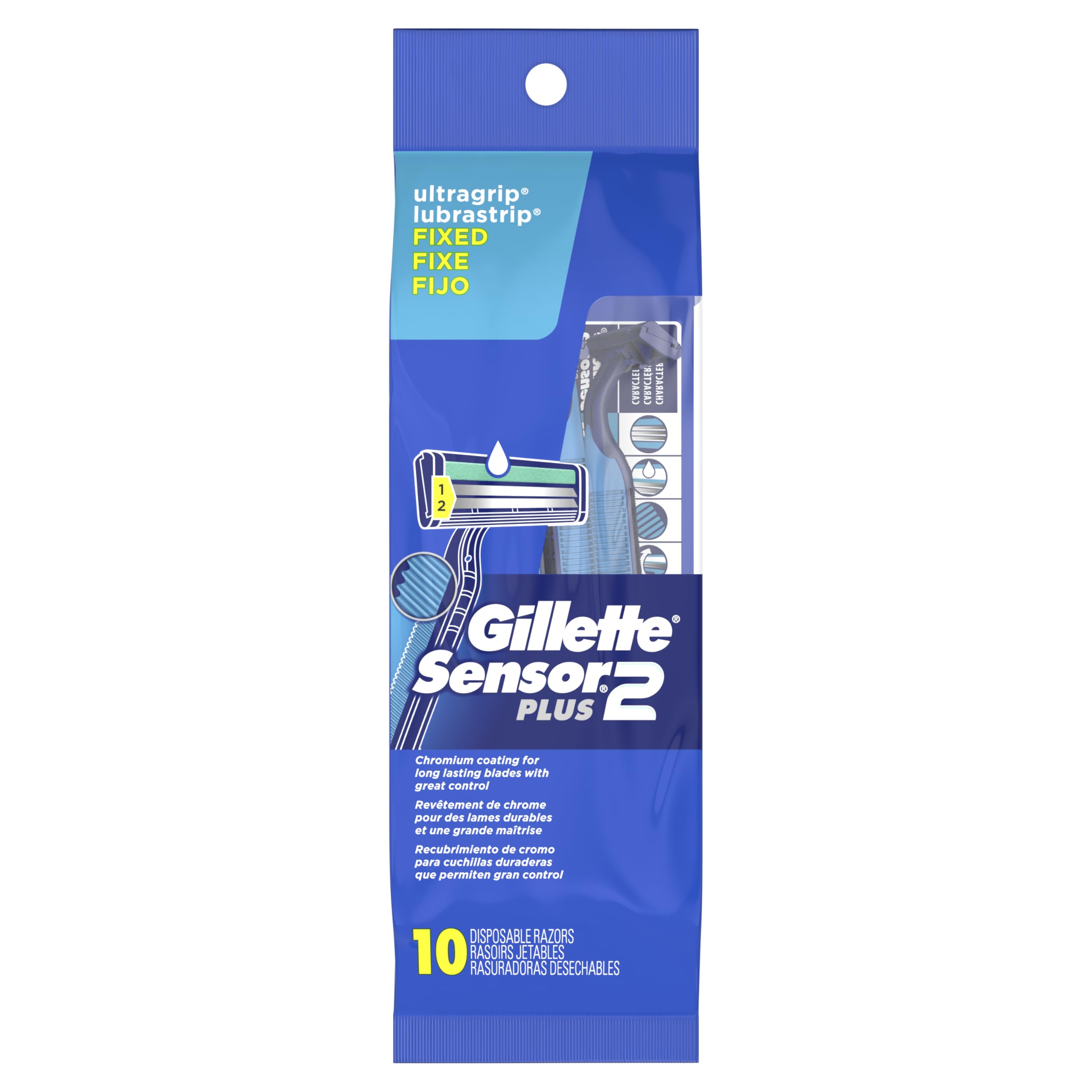 Gillette Sensor2 Plus fixed razor blue in-use demonstrates daily grooming.