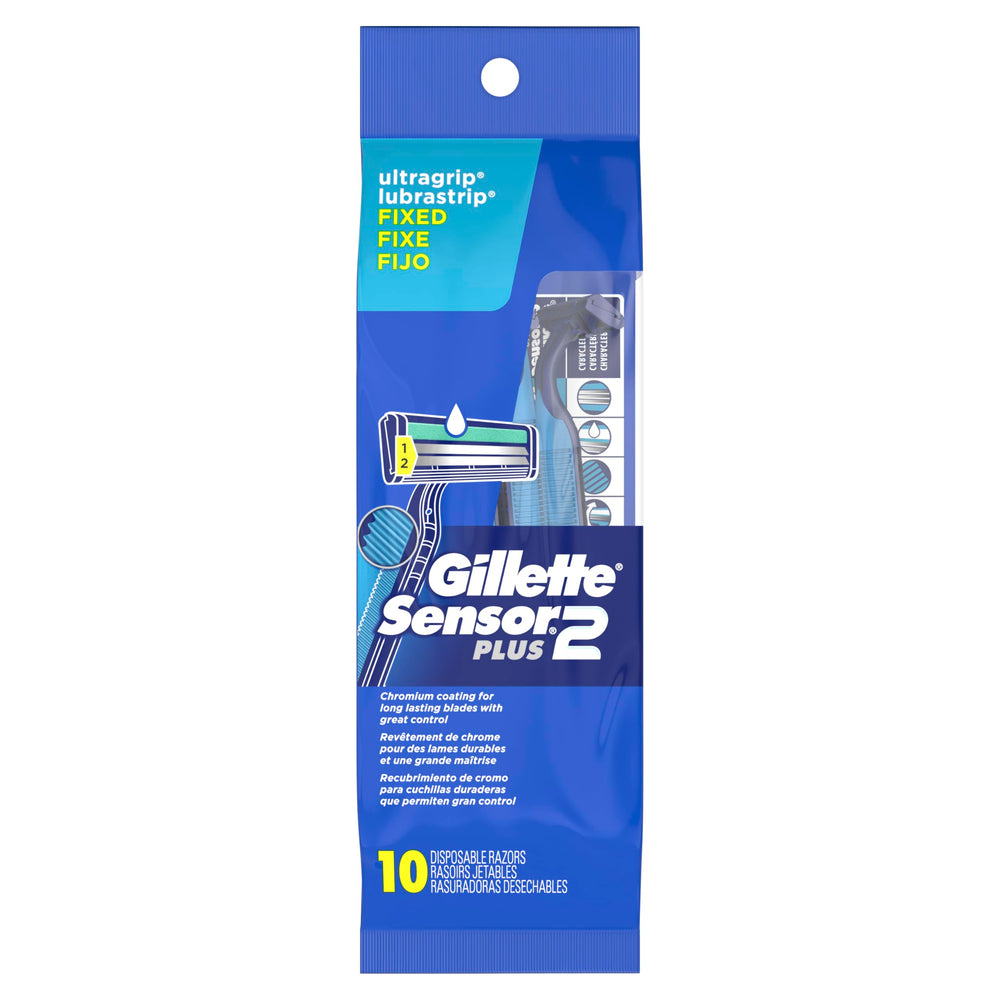 Gillette Sensor2 Plus fixed razor blue in-use demonstrates daily grooming.