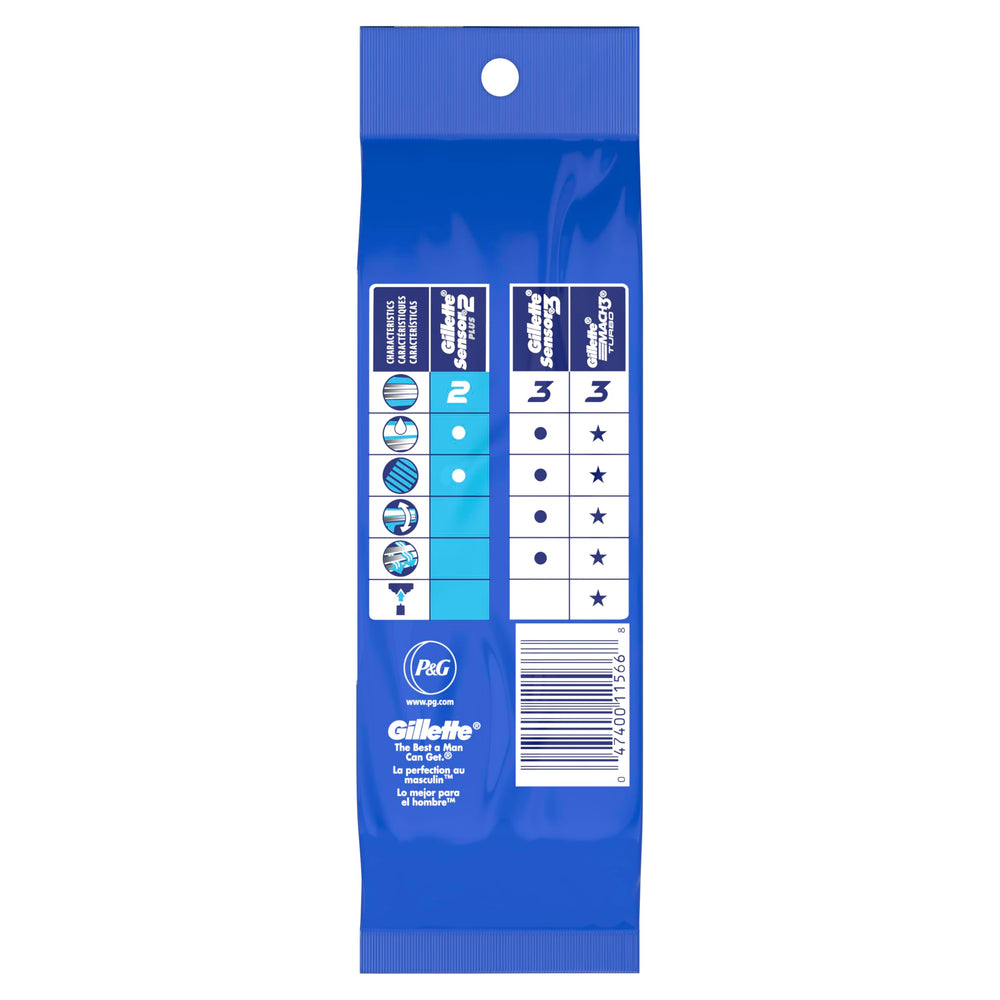 Gillette Sensor2 Plus fixed razor blue packaging display shows pack size.