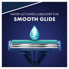Gillette Sensor2 Plus Lubrastrip activated for smooth lubrication during shave.