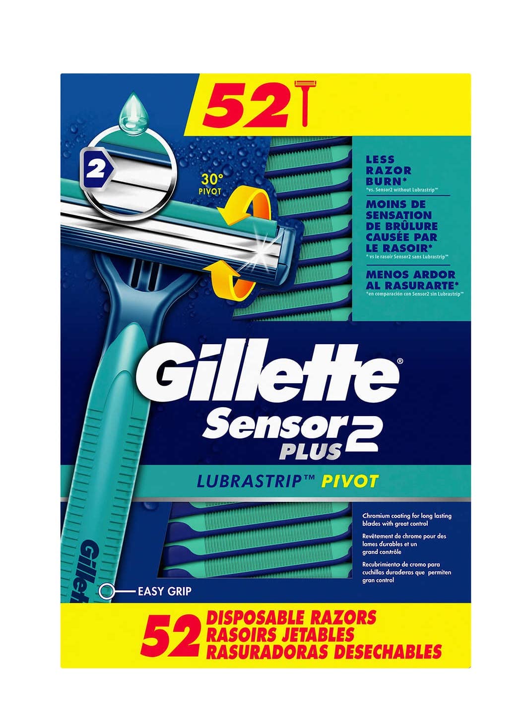 Gillette Sensor2 Plus razor up to eight shaves per blade.